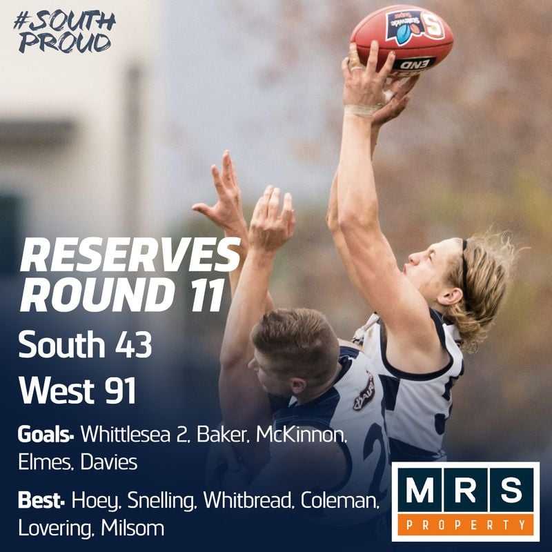 Reserves Match Report: South vs West Reserves Match Report: South vs West